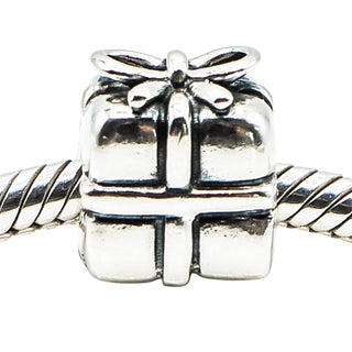 Pandora Present With Bow Sterling Silver Gift Box Charm Retired