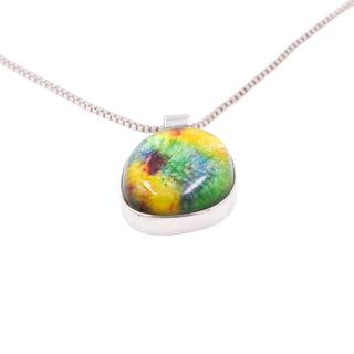 Sterling Silver Rainbow Dichroic Art Glass 20 Inch Pendant Necklace