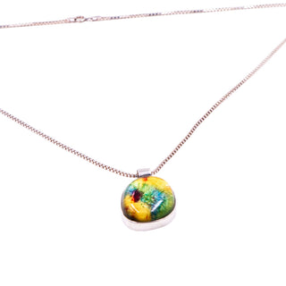 Sterling Silver Rainbow Dichroic Art Glass 20 Inch Pendant Necklace