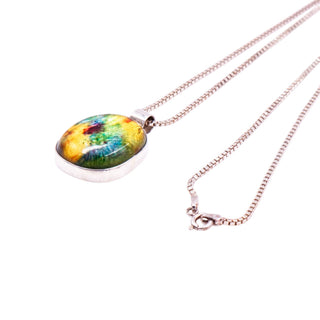 Sterling Silver Rainbow Dichroic Art Glass 20 Inch Pendant Necklace