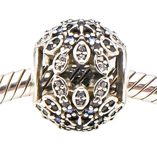 Pandora Crystalized Snowflakes Sterling Silver Charm With Blue Crystals and Clear Zirconia