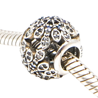 Pandora Crystalized Snowflakes Sterling Silver Charm With Blue Crystals and Clear Zirconia