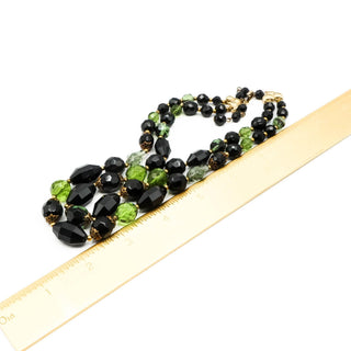 Vintage Crown Trifari Black & Green Double-Strand Necklace Size 15-17 Inches