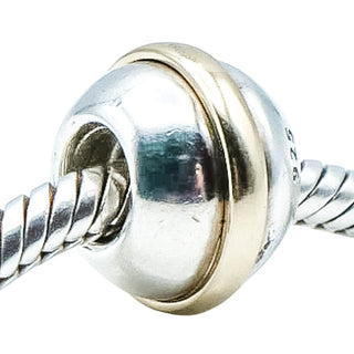 Pandora Rare Saturn 925 ALE Sterling Silver Charm With 14k Gold Ring