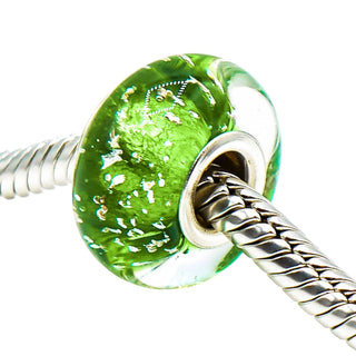 Chamilia Be Merry Green Murano Glass Charm Sterling Silver Bracelet Bead