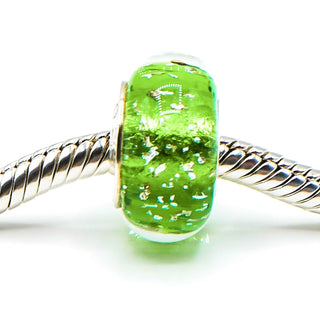 Chamilia Be Merry Green Murano Glass Charm Sterling Silver Bracelet Bead