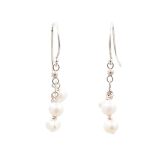 Cultured Pearl Dangle Earrings Sterling Silver Drop 1.25”