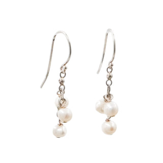 Cultured Pearl Dangle Earrings Sterling Silver Drop 1.25”