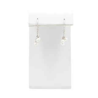 Cultured Pearl Dangle Earrings Sterling Silver Drop 1.25”