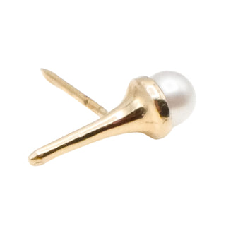 Vintage 14K Yellow Gold Golf Tee Tie Tack With Cultured Pearl