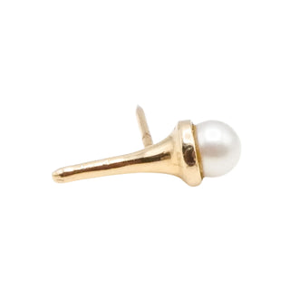 Vintage 14K Yellow Gold Golf Tee Tie Tack With Cultured Pearl