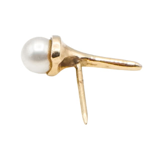 Vintage 14K Yellow Gold Golf Tee Tie Tack With Cultured Pearl