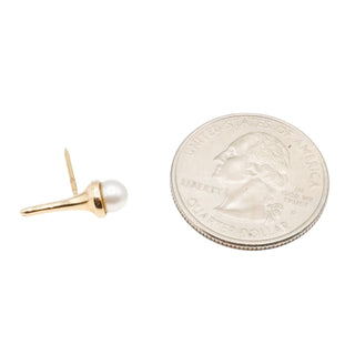 Vintage 14K Yellow Gold Golf Tee Tie Tack With Cultured Pearl