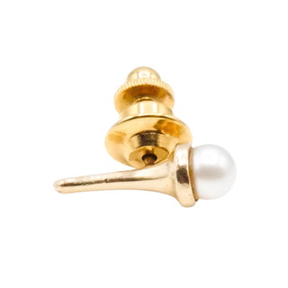 Vintage 14K Yellow Gold Golf Tee Tie Tack With Cultured Pearl