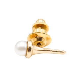 Vintage 14K Yellow Gold Golf Tee Tie Tack With Cultured Pearl