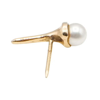 Vintage 14K Yellow Gold Golf Tee Tie Tack With Cultured Pearl