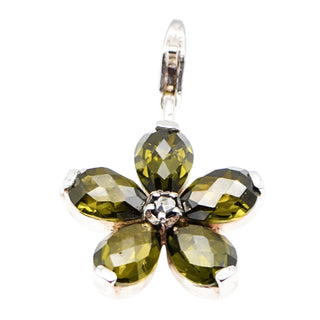 Thomas Sabo Olive Green Flower Sterling Silver Pendant Charm