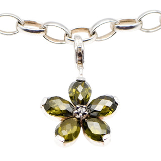 Thomas Sabo Olive Green Flower Sterling Silver Pendant Charm
