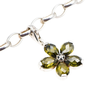 Thomas Sabo Olive Green Flower Sterling Silver Pendant Charm