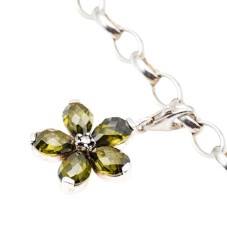 Thomas Sabo Olive Green Flower Sterling Silver Pendant Charm