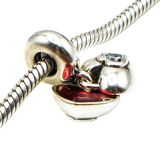 Pandora You And Me Sterling Silver Heart Dangle Charm With Red Enamel