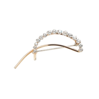 Krementz 14K Gold Filled Rhinestone Crescent Brooch Curved Bar Pin 1.75 Inch