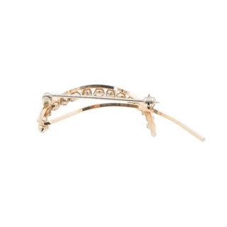 Krementz 14K Gold Filled Rhinestone Crescent Brooch Curved Bar Pin 1.75 Inch