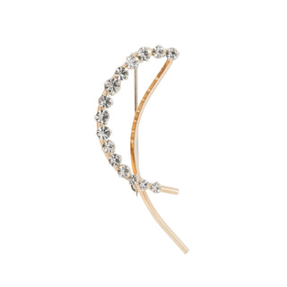 Krementz 14K Gold Filled Rhinestone Crescent Brooch Curved Bar Pin 1.75 Inch