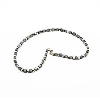 Vintage Sterling Silver Hematite Necklace Size 15 1/2 Inches