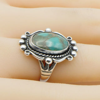 Vintage Bell Trading Post Green Turquoise Ring Size 5 1/2 circa 1961