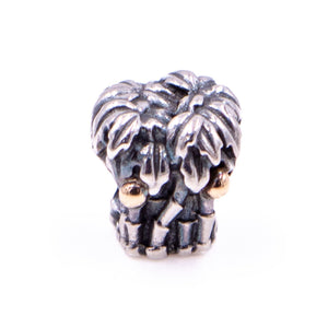 Pandora Retired Palm Tree Sterling Silver & 14K Gold Coconuts Charm