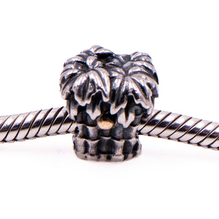 Pandora Retired Palm Tree Sterling Silver & 14K Gold Coconuts Charm