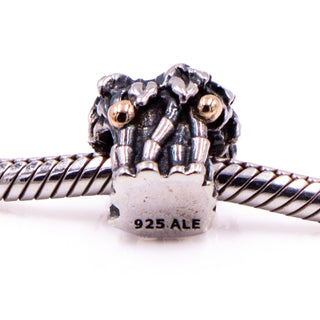Pandora Retired Palm Tree Sterling Silver & 14K Gold Coconuts Charm