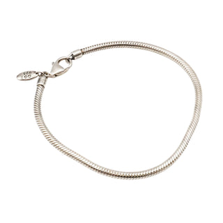 QG Sterling Silver Snake Chain Charm Bracelet 8 Inches