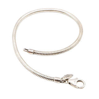QG Sterling Silver Snake Chain Charm Bracelet 8 Inches