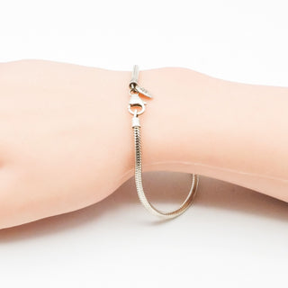 QG Sterling Silver Snake Chain Charm Bracelet 8 Inches