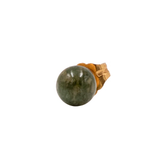 14K Yellow Gold 5.2mm Green Jade Sphere Single Stud Earring