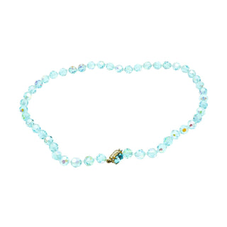 Vintage Sky Blue Aurora Borealis Crystal Necklace And Brooch Set