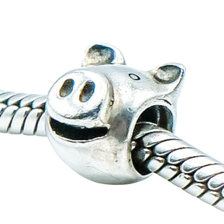 Pandora Pig Sterling Silver Charm Happy Smiling Pig Retired