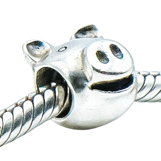 Pandora Pig Sterling Silver Charm Happy Smiling Pig Retired
