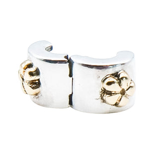 Pandora Flower Clip Charm Sterling Silver With 14K Gold Flowers