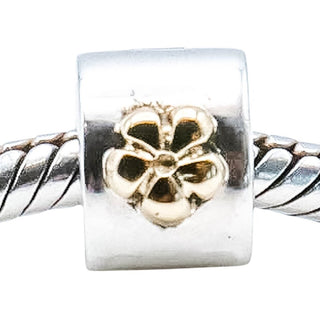 Pandora Flower Clip Charm Sterling Silver With 14K Gold Flowers
