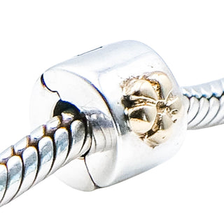 Pandora Flower Clip Charm Sterling Silver With 14K Gold Flowers