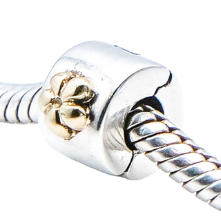 Pandora Flower Clip Charm Sterling Silver With 14K Gold Flowers
