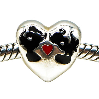 Pandora Rare Disney Mickey And Minnie Kiss Sterling Silver Charm