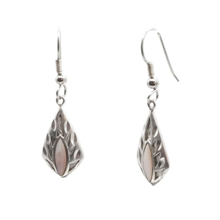 Vintage Navajo Ted Ott Mother of Pearl Dangle Earrings Sterling Silver