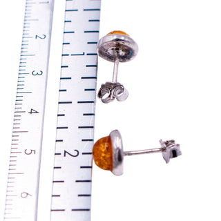 Sterling Silver 7mm Baltic Amber Cabochon Stud Earrings