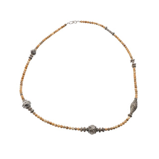 Sterling Silver Jasper Mala Necklace Meditation Beaded Necklace 24.5”