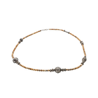Sterling Silver Jasper Mala Necklace Meditation Beaded Necklace 24.5”