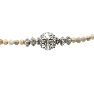 Sterling Silver Jasper Mala Necklace Meditation Beaded Necklace 24.5”